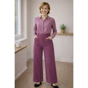 Maeve The Colette Wide-Leg Pants Womens 29 Pink Cotton